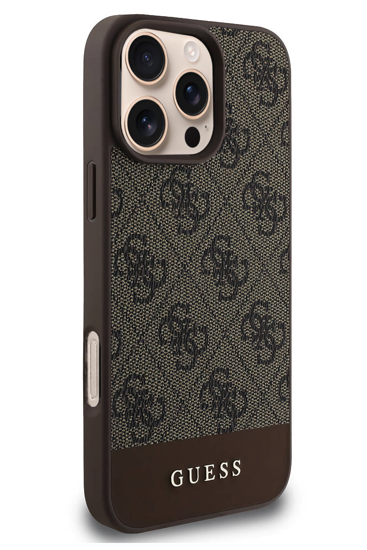 Guess Şerit Logolu iPhone 16 Pro Magsafe Uyumlu Kılıf Kahverengi