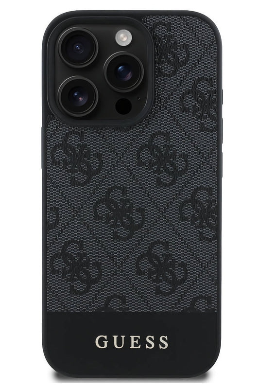 Guess Şerit Logolu iPhone 16 Pro Magsafe Uyumlu Kılıf Siyah