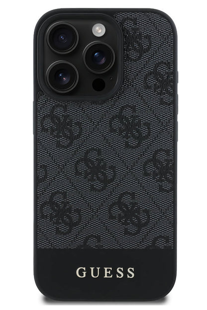 Guess Şerit Logolu iPhone 16 Pro Max Magsafe Uyumlu Kılıf Siyah
