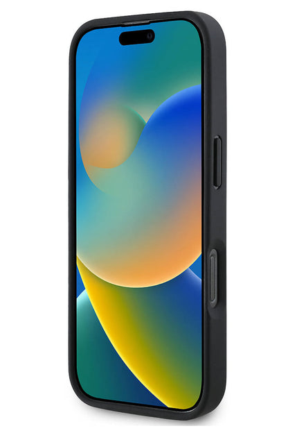 Guess Strass iPhone 16 Pro Max Uyumlu 4G Desenli Vücut Askılı Kılıf Siyah