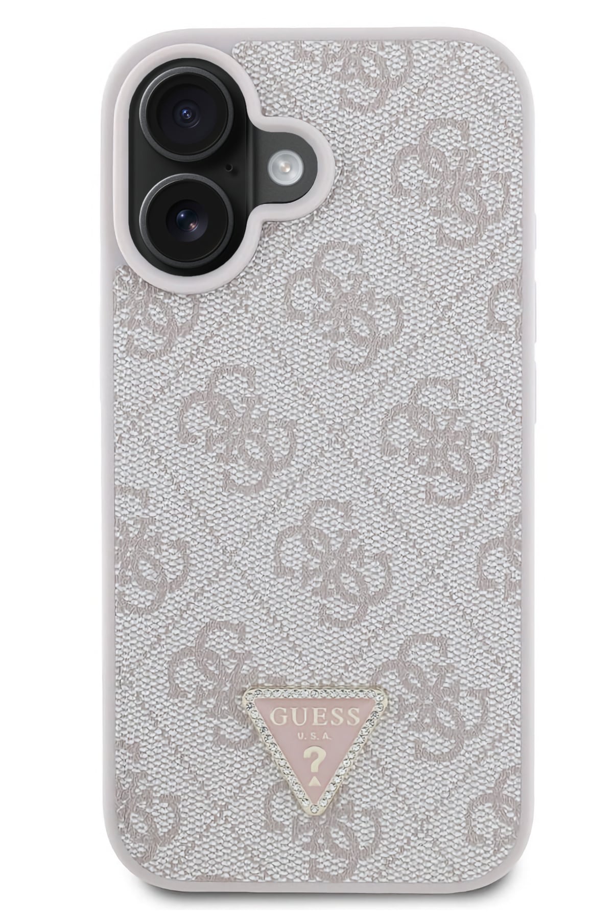 Guess Strass iPhone 16 Uyumlu 4G Desenli Vücut Askılı Kılıf Pembe