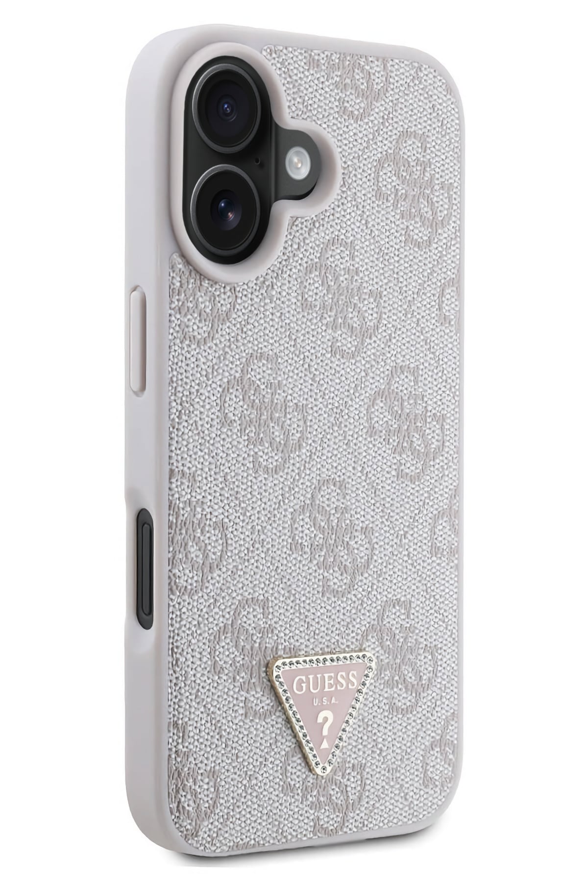 Guess Strass iPhone 16 Uyumlu 4G Desenli Vücut Askılı Kılıf Pembe