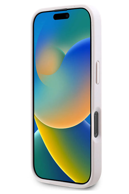 Guess Strass iPhone 16 Uyumlu 4G Desenli Vücut Askılı Kılıf Pembe