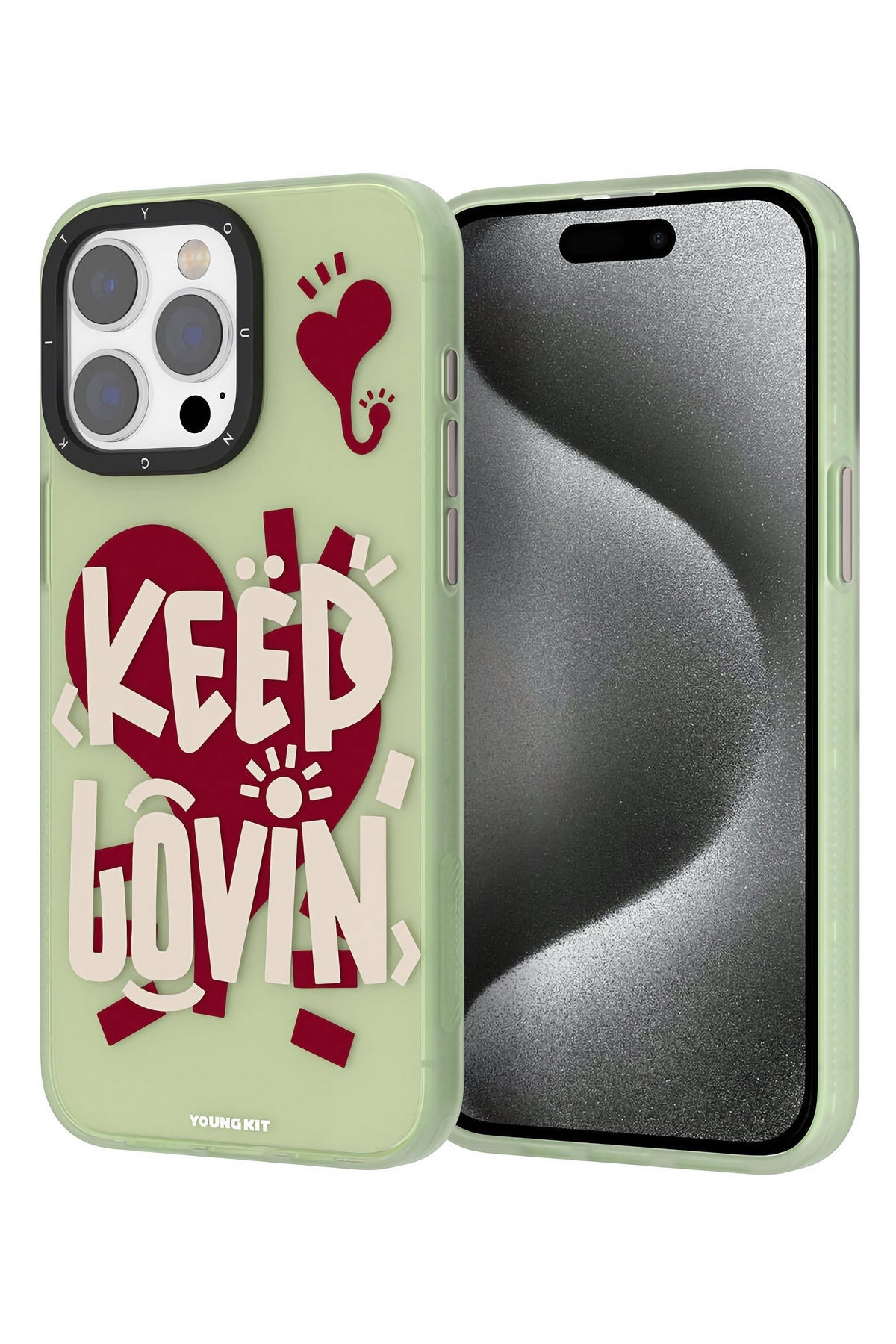 Youngkit Happy Hearth iPhone 14 Pro Uyumlu Yeşil Kılıf