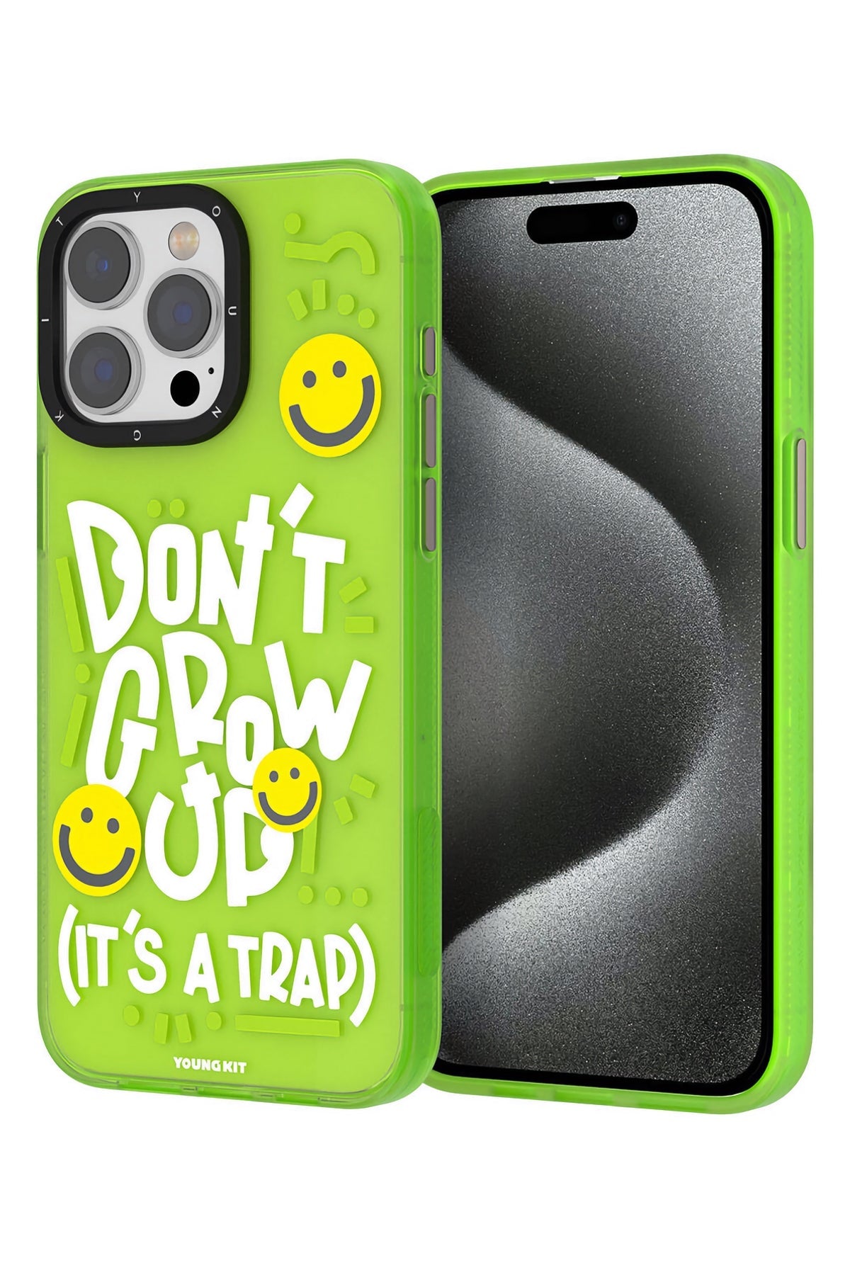 Youngkit Happy Hearth iPhone 14 Pro Uyumlu Neon Yeşil Kılıf