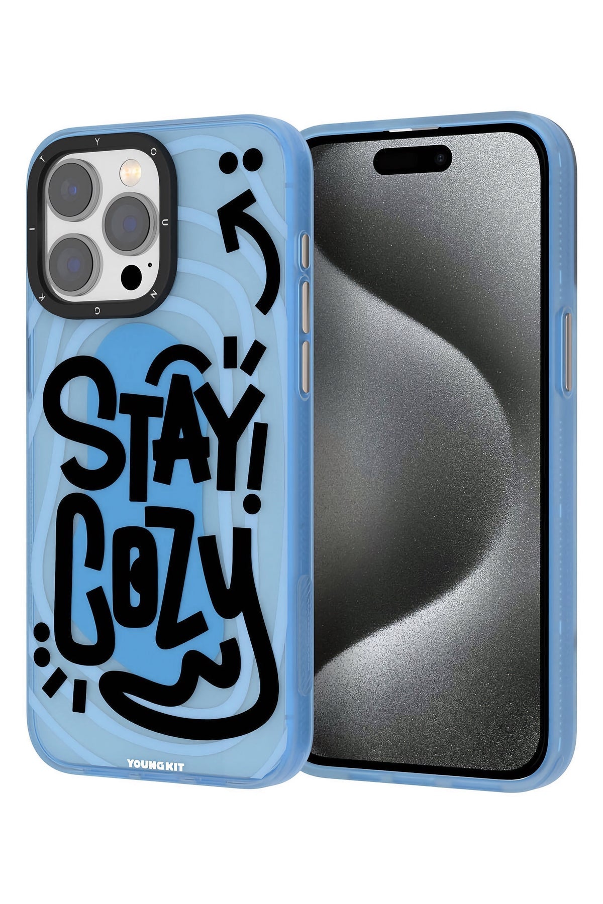 Youngkit Happy Hearth iPhone 15 Pro Max Uyumlu Mavi Kılıf
