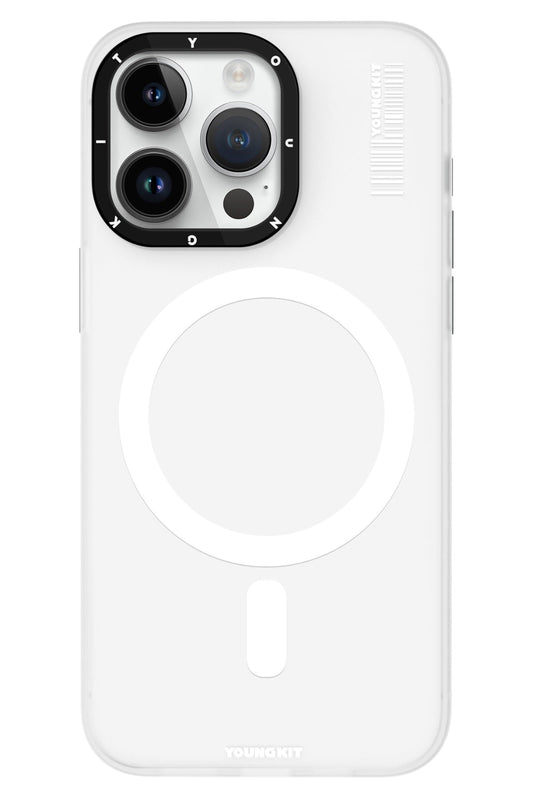 Youngkit Hidden Sand iPhone 15 Pro Max uyumlu Magsafe Mat Beyaz Kılıf