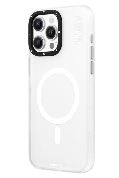 Youngkit Hidden Sand iPhone 15 Pro uyumlu Magsafe Mat Beyaz Kılıf