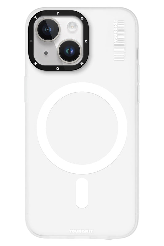 Youngkit Hidden Sand iPhone 15 uyumlu Magsafe Mat Beyaz Kılıf