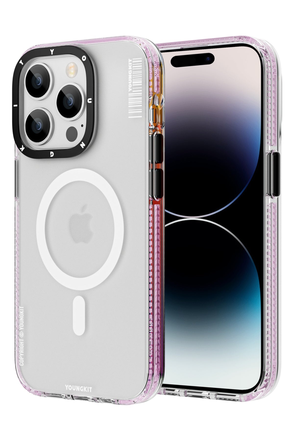 Youngkit Jane Sand iPhone 14 Pro Magsafe Buzlu Pembe Kılıf