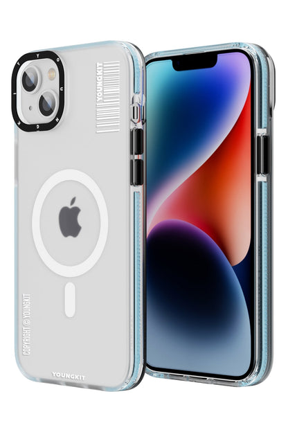 Youngkit Jane Sand iPhone 14 Magsafe Buzlu Mavi Kılıf