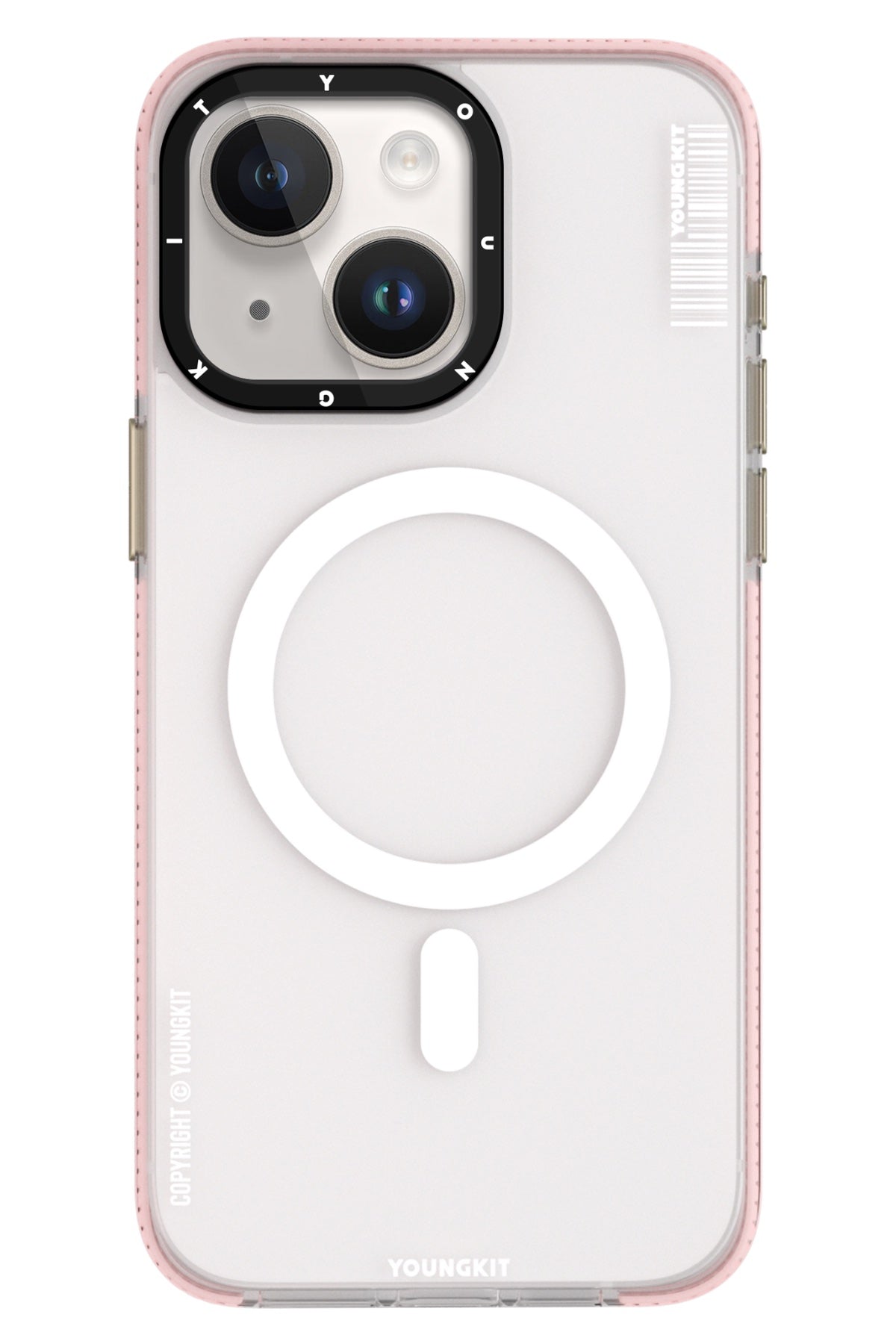 Youngkit Jiansha iPhone 15 Magsafe Buzlu Pembe Kılıf