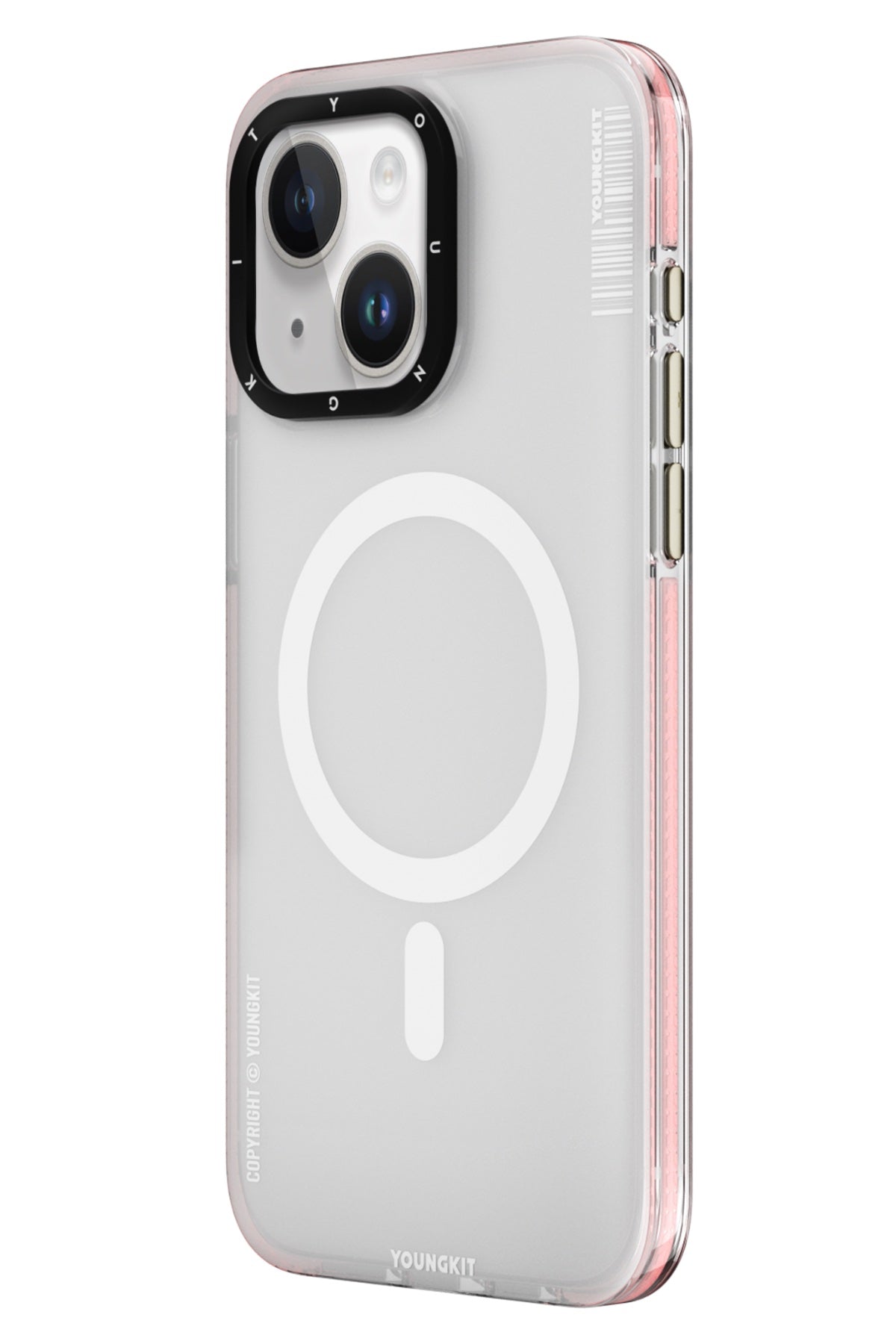 Youngkit Jiansha iPhone 15 Magsafe Buzlu Pembe Kılıf