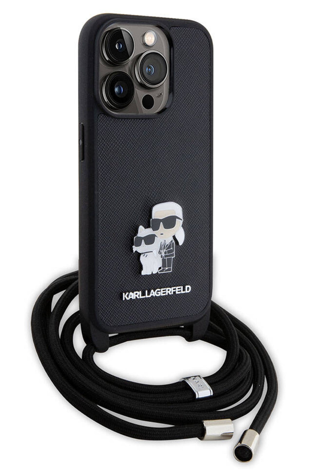 Karl Lagerfeld iPhone 15 Pro Uyumlu K&C Askılı Kılıf Siyah