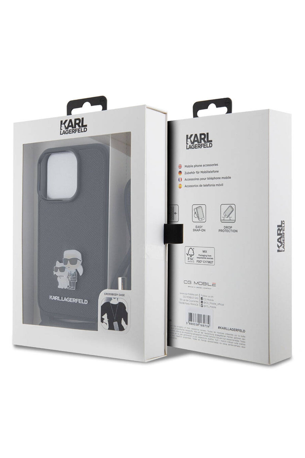 Karl Lagerfeld iPhone 15 Pro Uyumlu K&C Askılı Kılıf Siyah