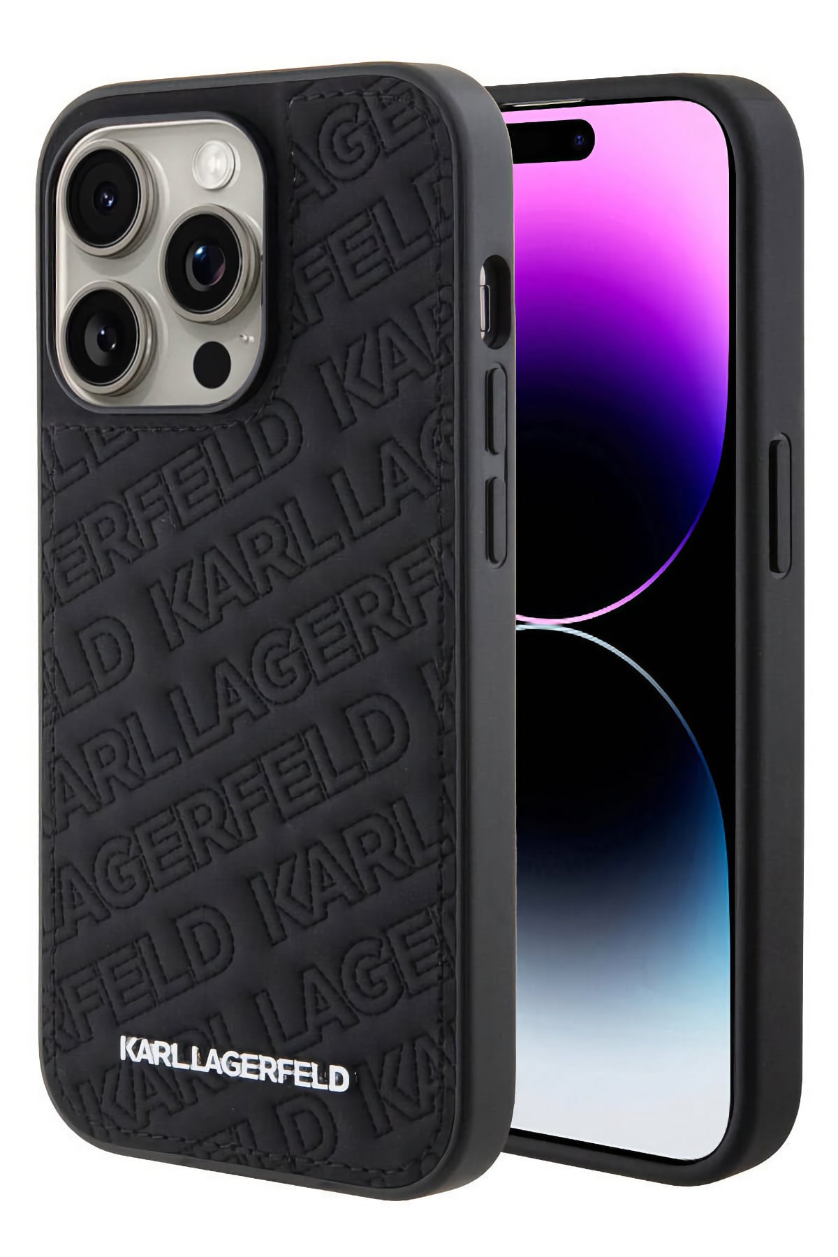 Karl Lagerfeld iPhone 15 Pro Uyumlu Kapitone Kılıf Siyah