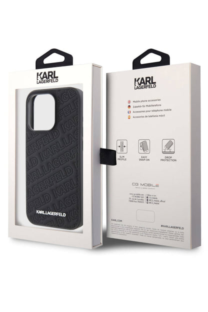 Karl Lagerfeld iPhone 15 Pro Max Uyumlu Kapitone Kılıf Siyah