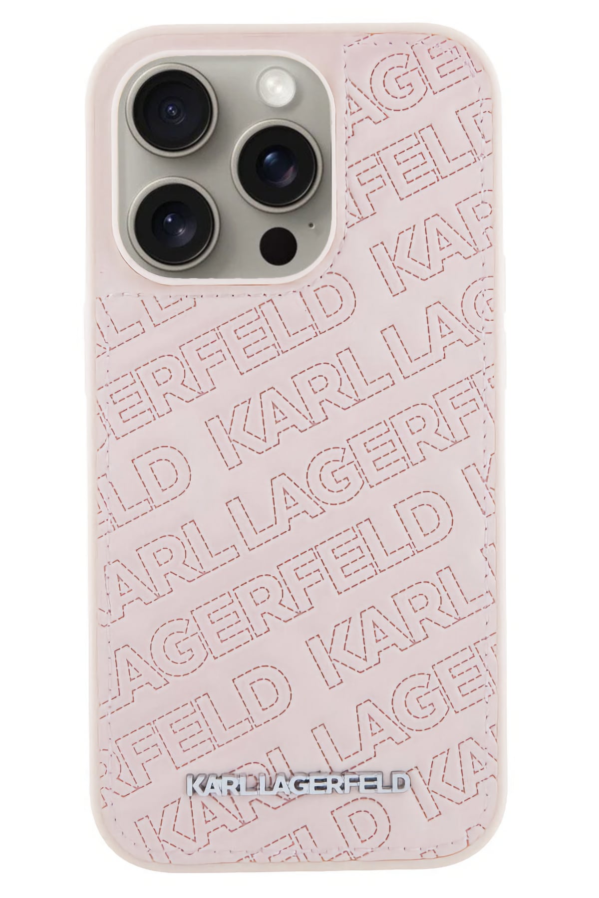 Karl Lagerfeld iPhone 15 Pro Max Uyumlu Kapitone Kılıf Pembe