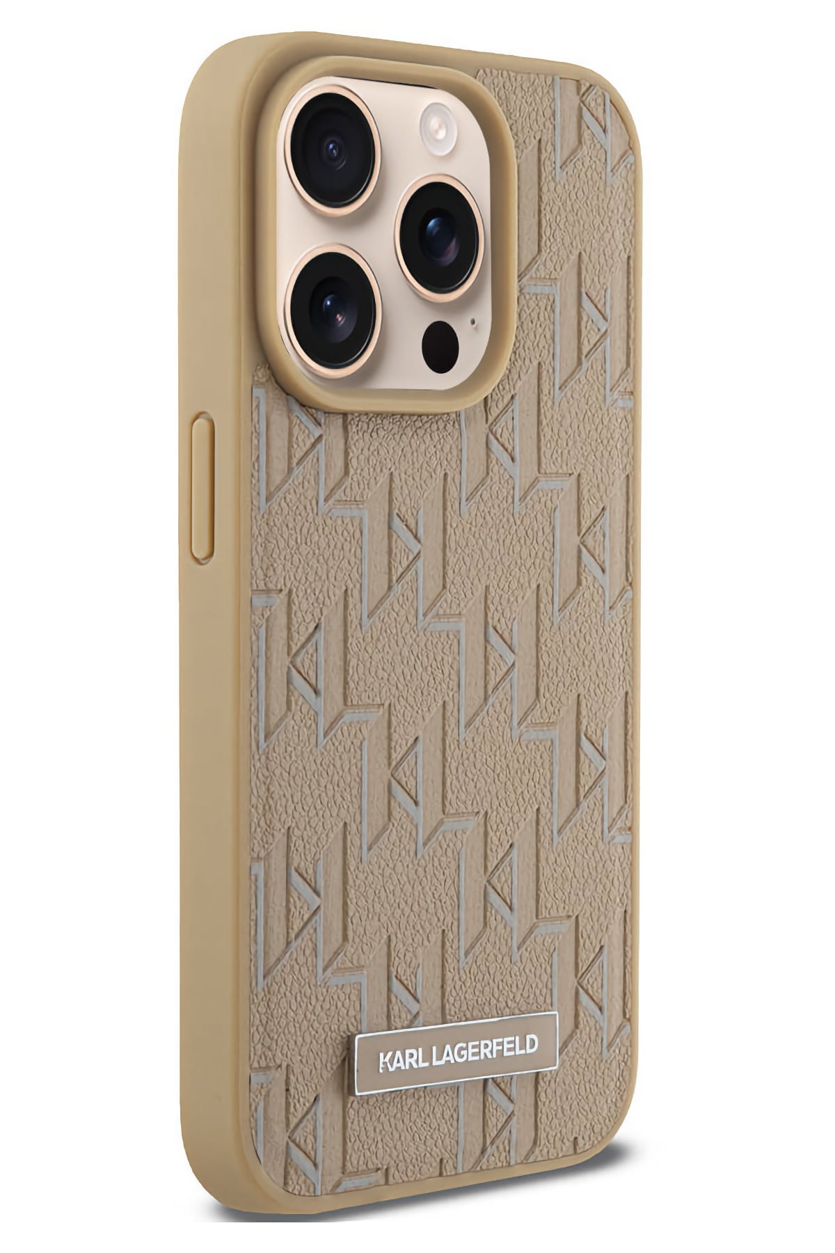 Karl Lagerfeld Hot Stamp iPhone 14 Pro Max Magsafe Uyumlu Kılıf Krem