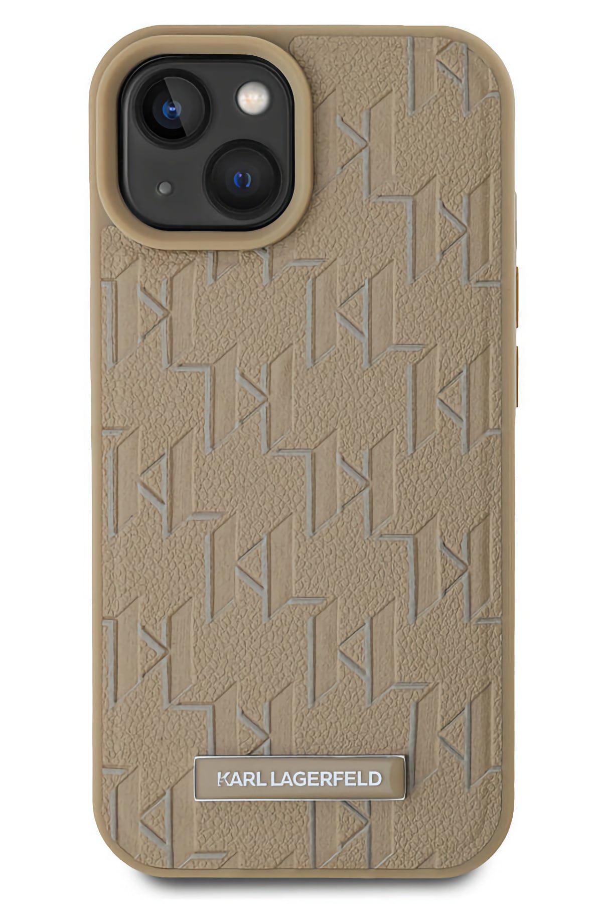 Karl Lagerfeld Hot Stamp iPhone 15 Magsafe Uyumlu Kılıf Krem