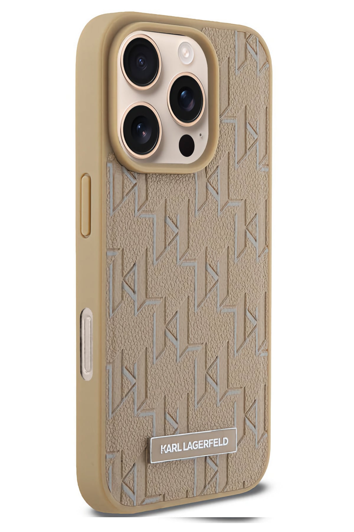 Karl Lagerfeld Hot Stamp iPhone 16 Pro Magsafe Uyumlu Kılıf Krem