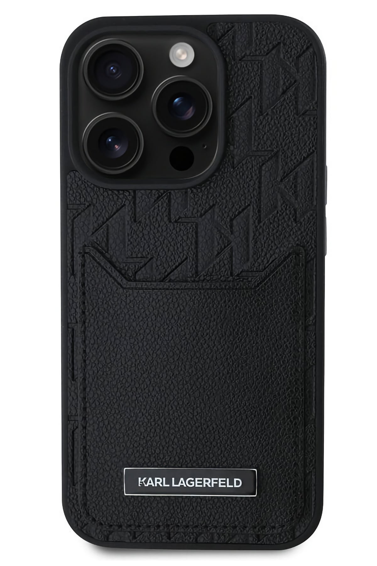 Karl Lagerfeld Monogram iPhone 16 Pro Max Kartlıklı Kılıf Siyah