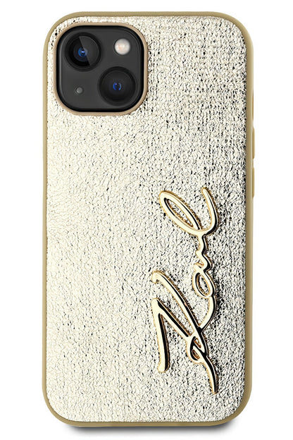 Karl Lagerfeld Rhinestones iPhone 15 Kılıf Gold