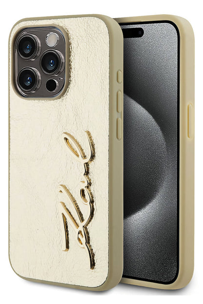 Karl Lagerfeld Rhinestones iPhone 14 Pro Max Kılıf Gold