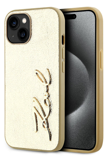 Karl Lagerfeld Rhinestones iPhone 15 Kılıf Gold