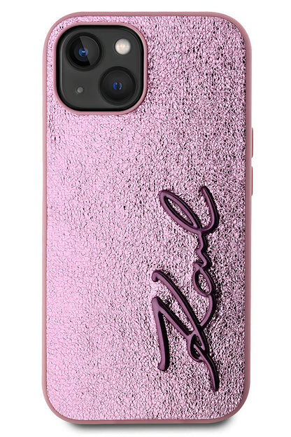Karl Lagerfeld Rhinestones iPhone 15 Kılıf Pembe