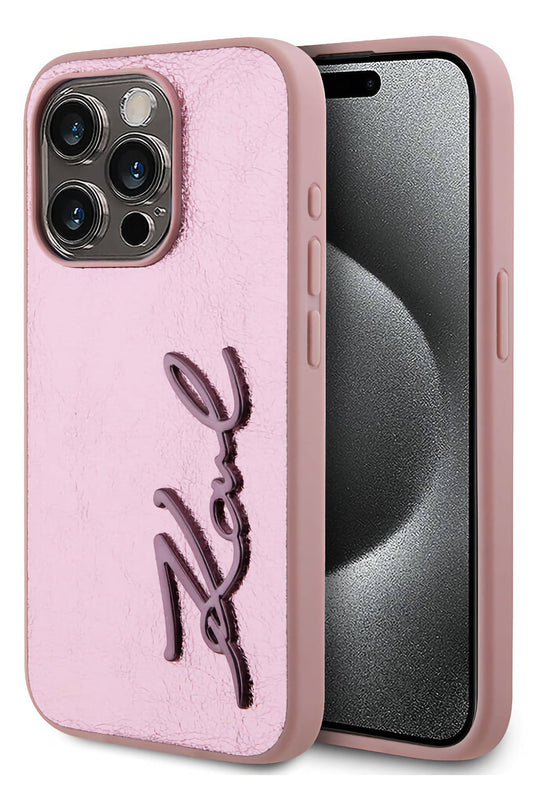 Karl Lagerfeld Rhinestones iPhone 14 Pro Max Kılıf Pembe
