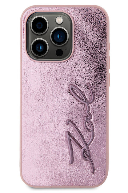 Karl Lagerfeld Rhinestones iPhone 14 Pro Max Kılıf Pembe