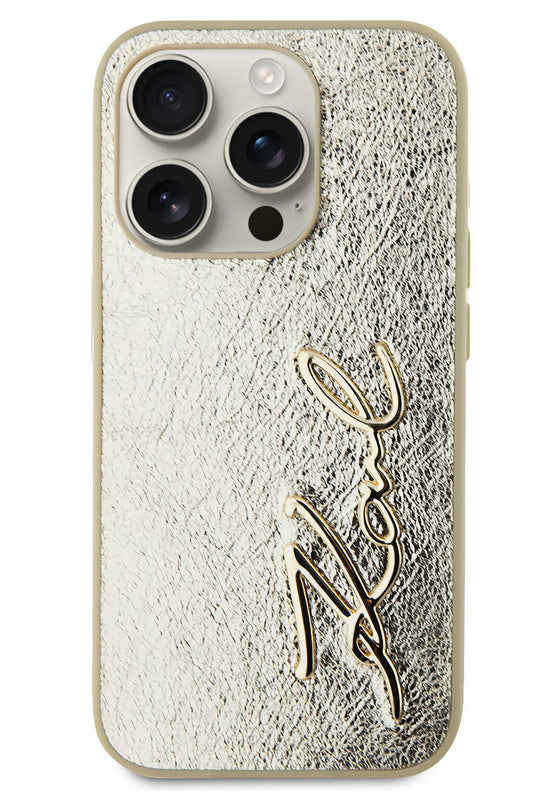 Karl Lagerfeld Rhinestones iPhone 15 Pro Kılıf Gold