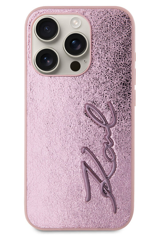 Karl Lagerfeld Rhinestones iPhone 15 Pro Max Kılıf Pembe