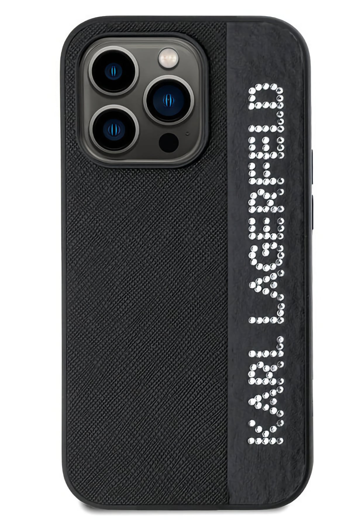 Karl Lagerfeld Saffiano Rhinestones iPhone 14 Pro Max Kılıf Siyah