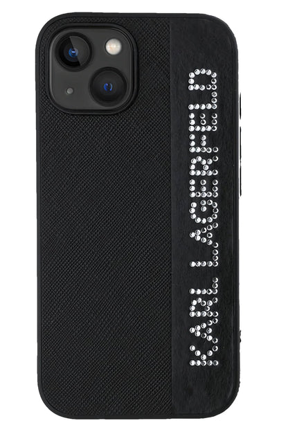 Karl Lagerfeld Saffiano Rhinestones iPhone 15 Kılıf Siyah