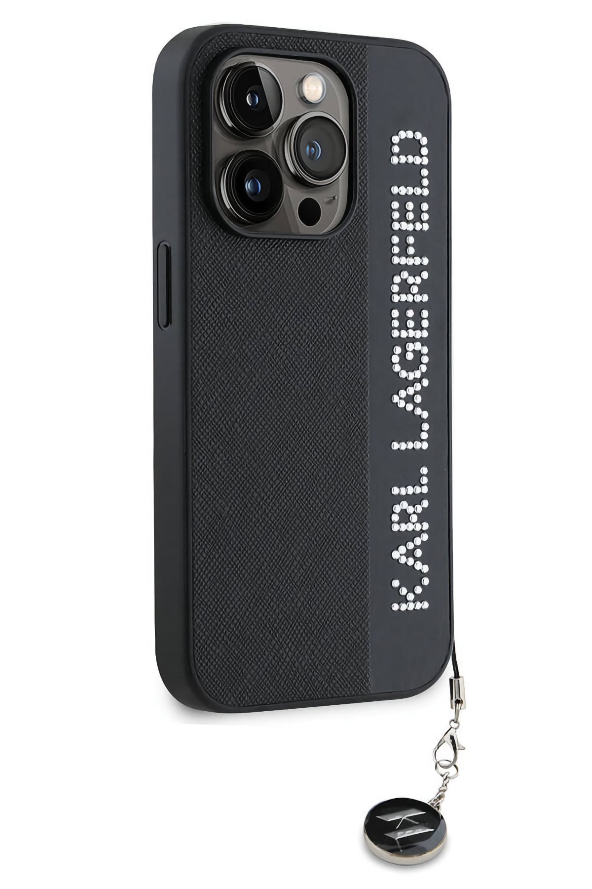 Karl Lagerfeld Saffiano Rhinestones iPhone 15 Pro Kılıf Siyah
