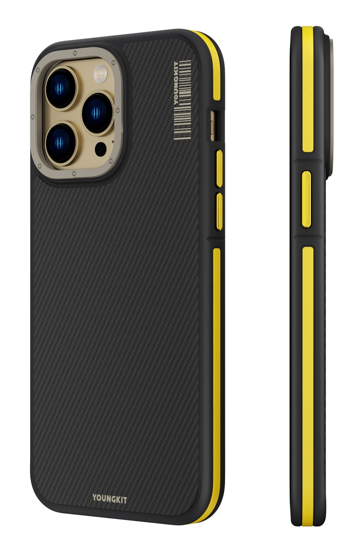Youngkit Kevlar iPhone 14 Pro Magsafe Sarı Kenarlı Kılıf