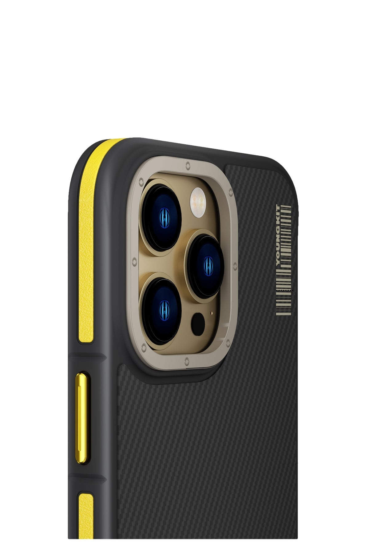 Youngkit Kevlar iPhone 14 Pro Magsafe Sarı Kenarlı Kılıf