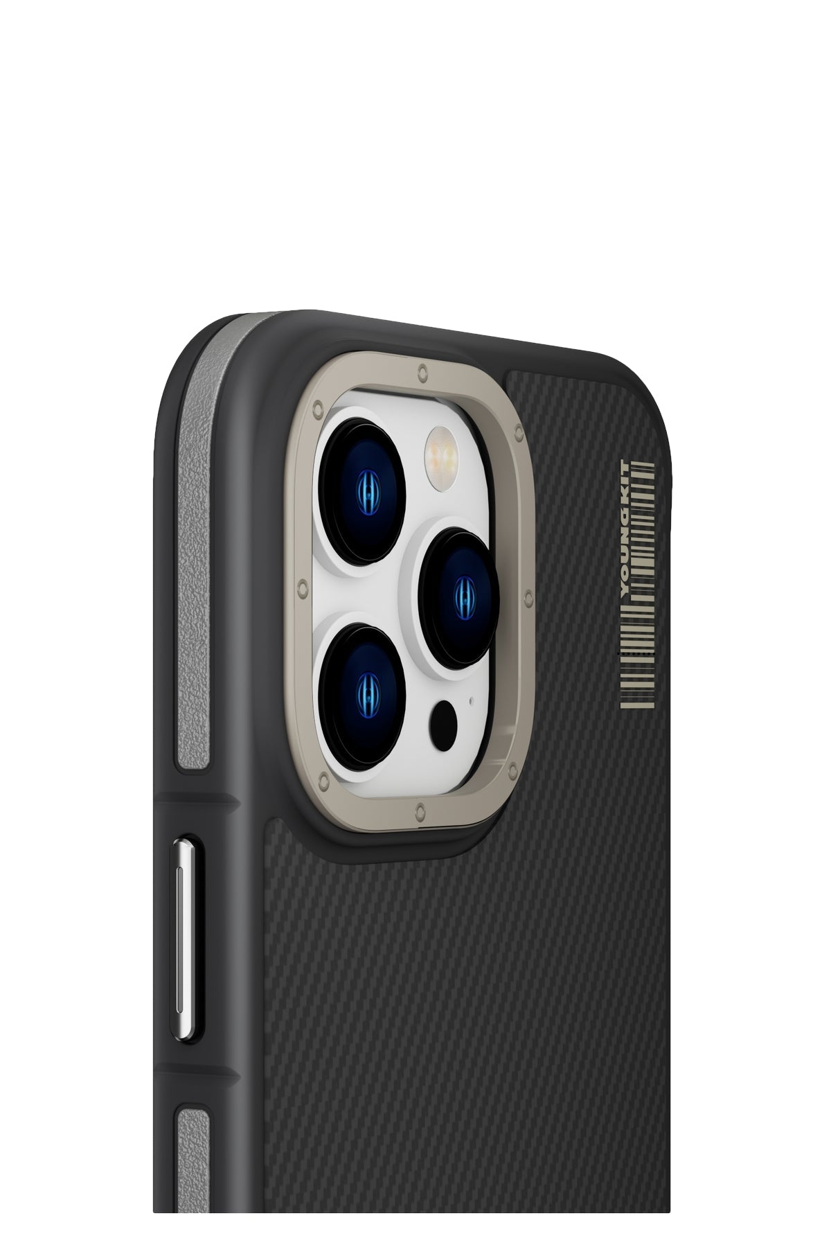 Youngkit Kevlar iPhone 14 Pro Max Magsafe Gri Kenarlı Kılıf