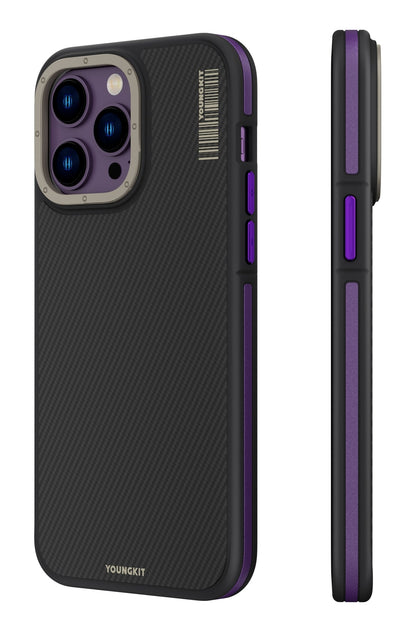 Youngkit Kevlar iPhone 14 Pro Max Magsafe Derin Mor Kenarlı Kılıf