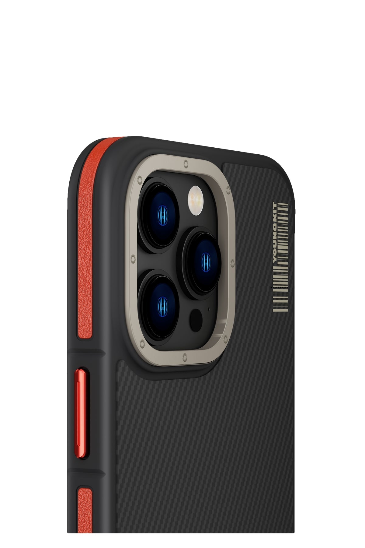 Youngkit Kevlar iPhone 14 Pro Max Magsafe Kırmızı Kenarlı Kılıf