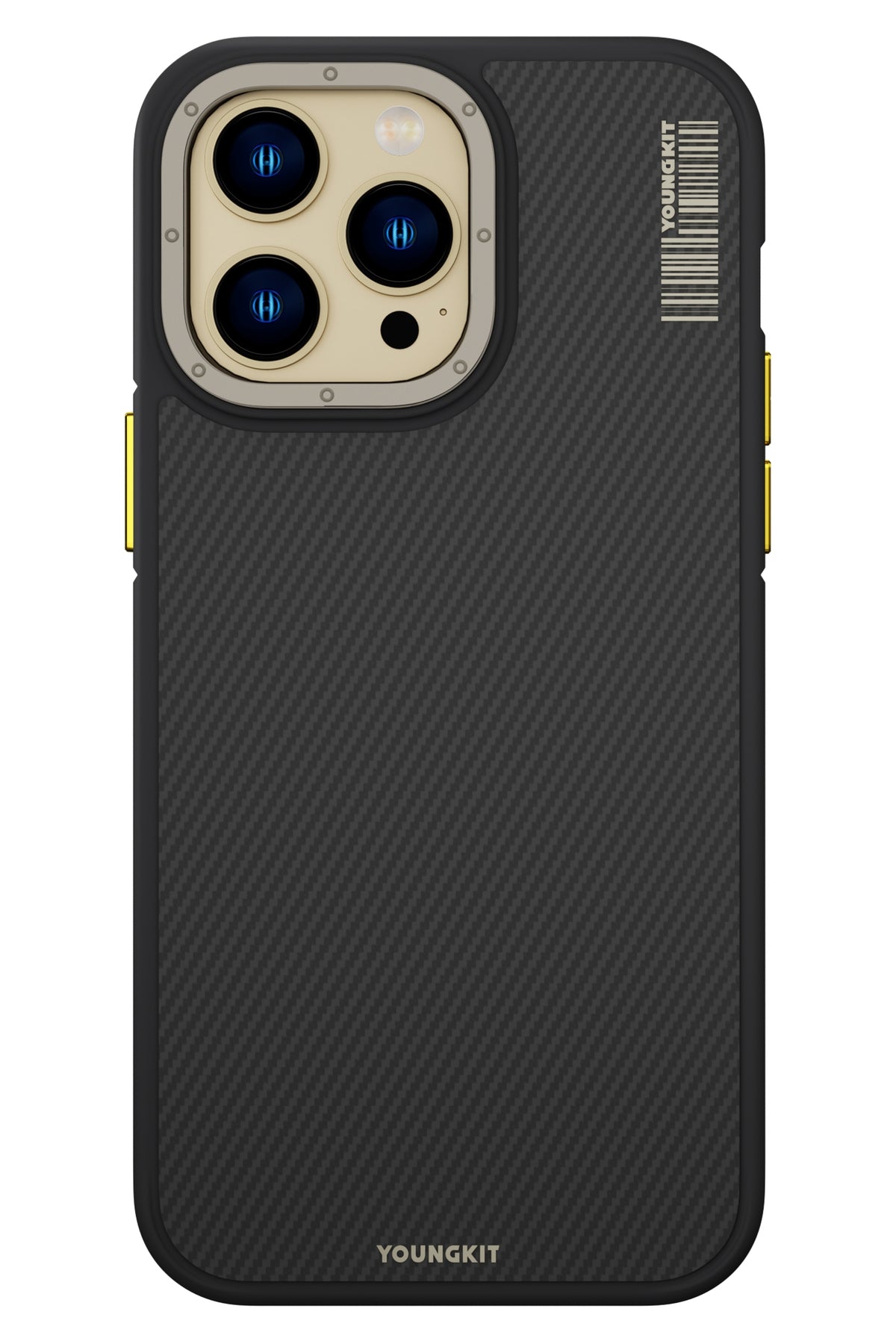 Youngkit Kevlar iPhone 15 Pro Magsafe Uyumlu Sarı Kenarlı Kılıf