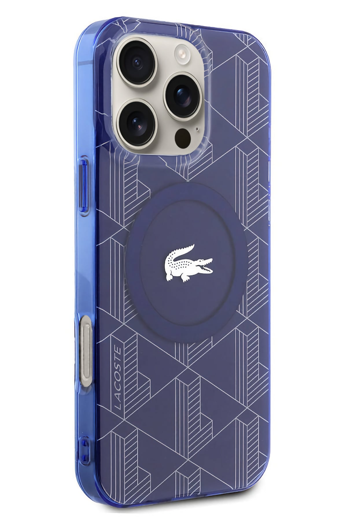 Lacoste Monogram iPhone 16 Pro Max Magsafe Uyumlu Silikon Kılıf Lacivert