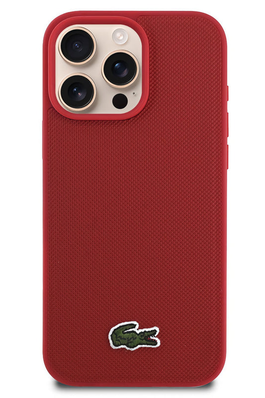 Lacoste Pike iPhone 16 Pro Magsafe Uyumlu Silikon Kılıf Kırmızı