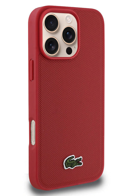 Lacoste Pike iPhone 16 Pro Magsafe Uyumlu Silikon Kılıf Kırmızı