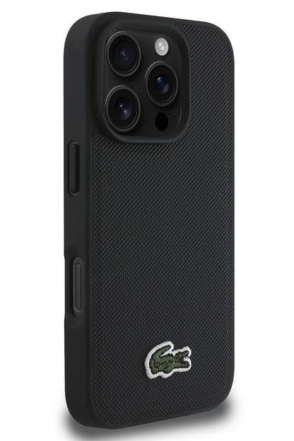 Lacoste Pike iPhone 16 Pro Magsafe Uyumlu Silikon Kılıf Siyah