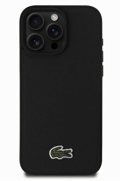Lacoste Pike iPhone 16 Pro Max Magsafe Uyumlu Silikon Kılıf Siyah