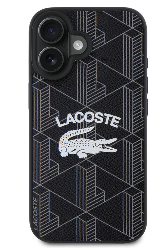 Lacoste Vintage iPhone 16 Magsafe Uyumlu Kılıf Siyah