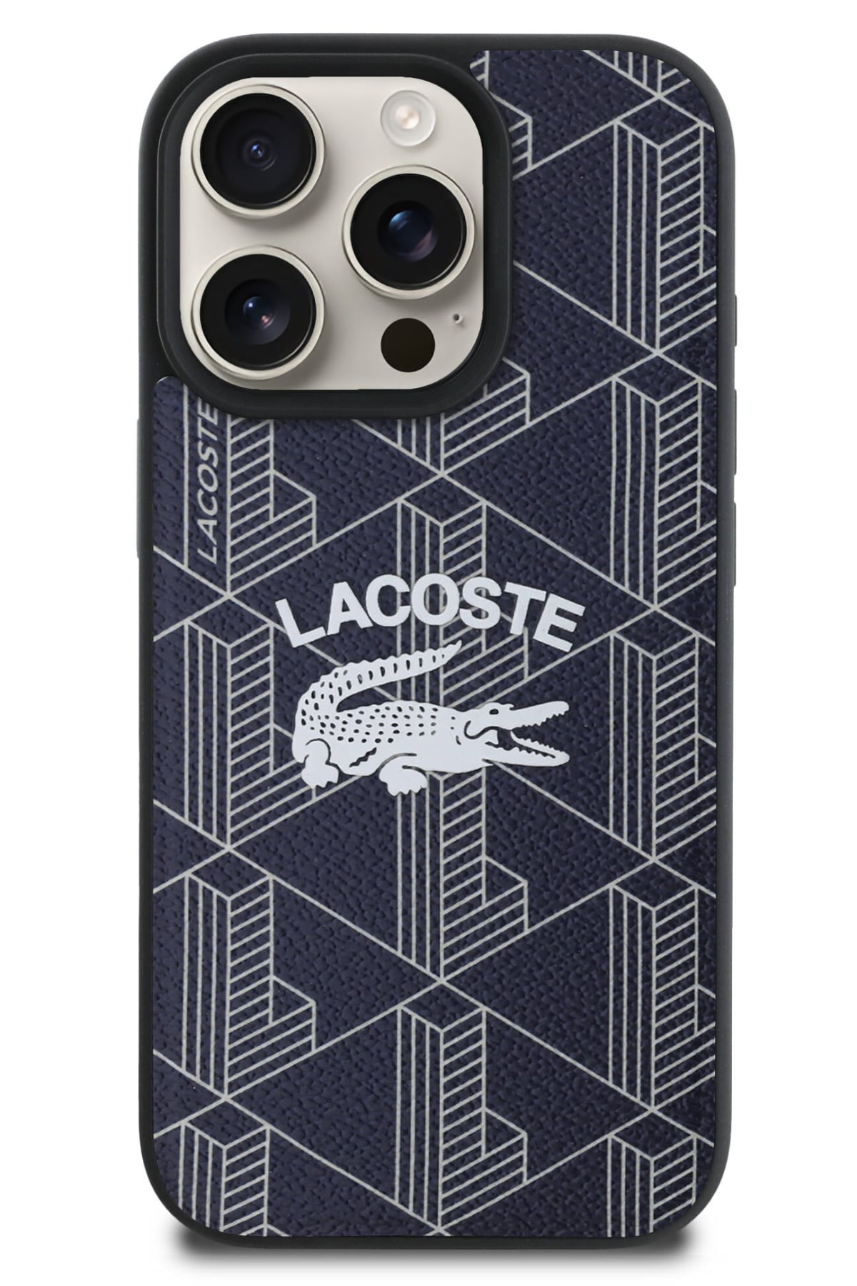 Lacoste Vintage iPhone 16 Pro Magsafe Uyumlu Kılıf Lacivert